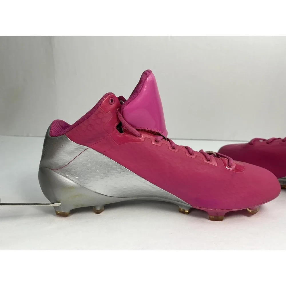 ADIDAS Men's Size 13 Adizero 5 Star Mid Pink & Silver Football Cleats